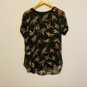 Hummingbird crew neck sheer tee